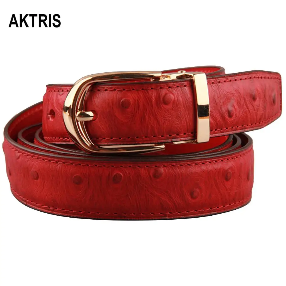 Женский ремень из натуральной воловьей кожи AKTRIS облегающий декоративный