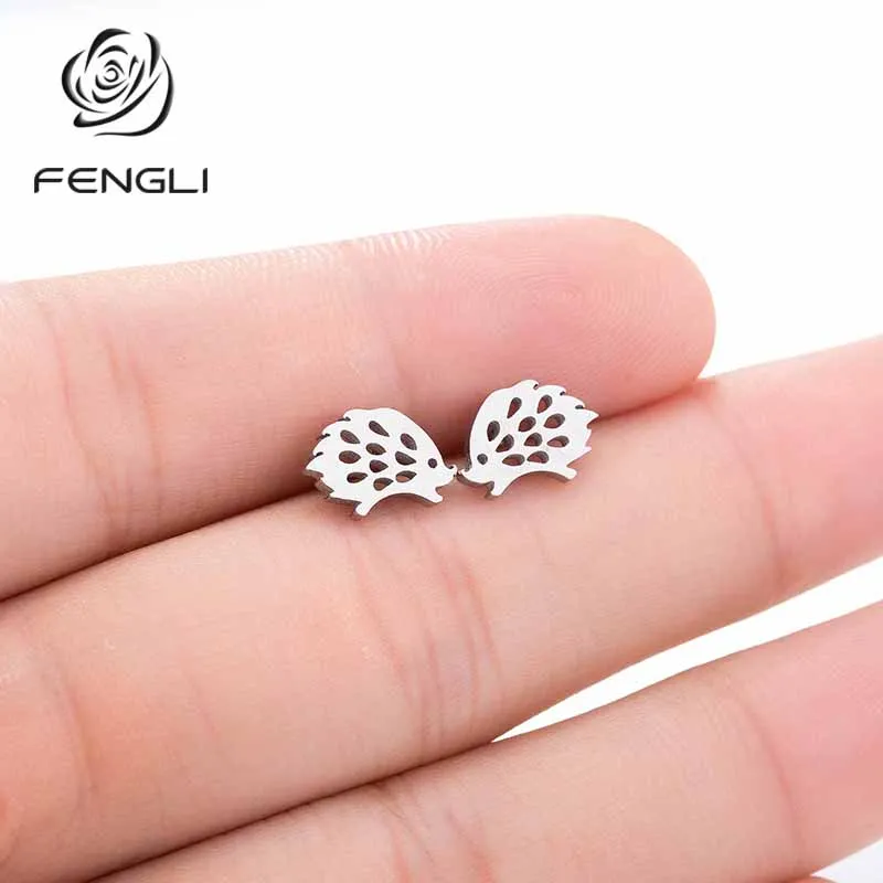 Модные милые серьги в виде ежа FENGLI для женщин гвоздики животного Микки ювелирные