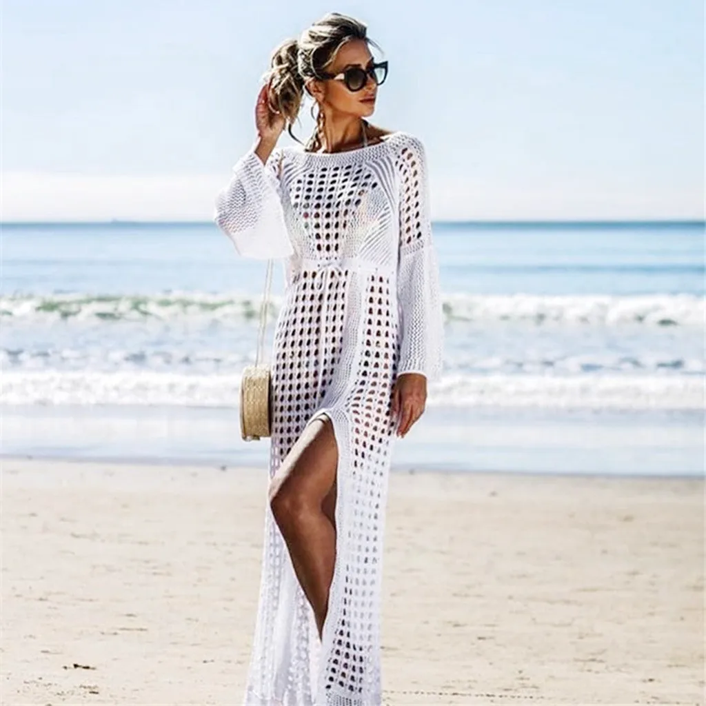Женский купальник Пляжное Платье открытое парео трикотажная одежда для плавания
