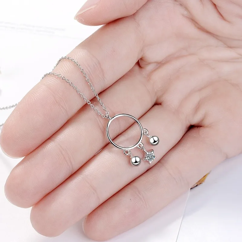 

POPACC 925 Sterling Silver Zircon Dream Catcher Tassel Necklace For Women