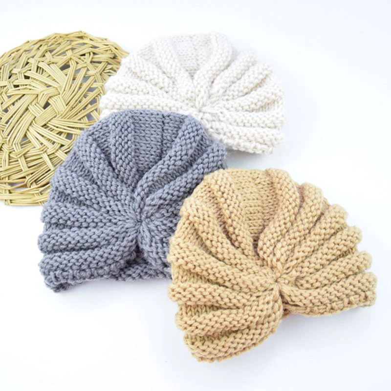 Детская теплая шапка тюрбан мусульманские шапки детская зимняя вязаная шапочка