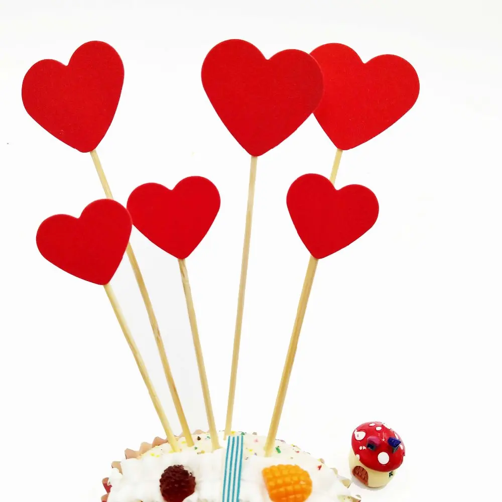 6 штук пакет в форме красного сердца свадебный торт зубочистка Топпер украшения