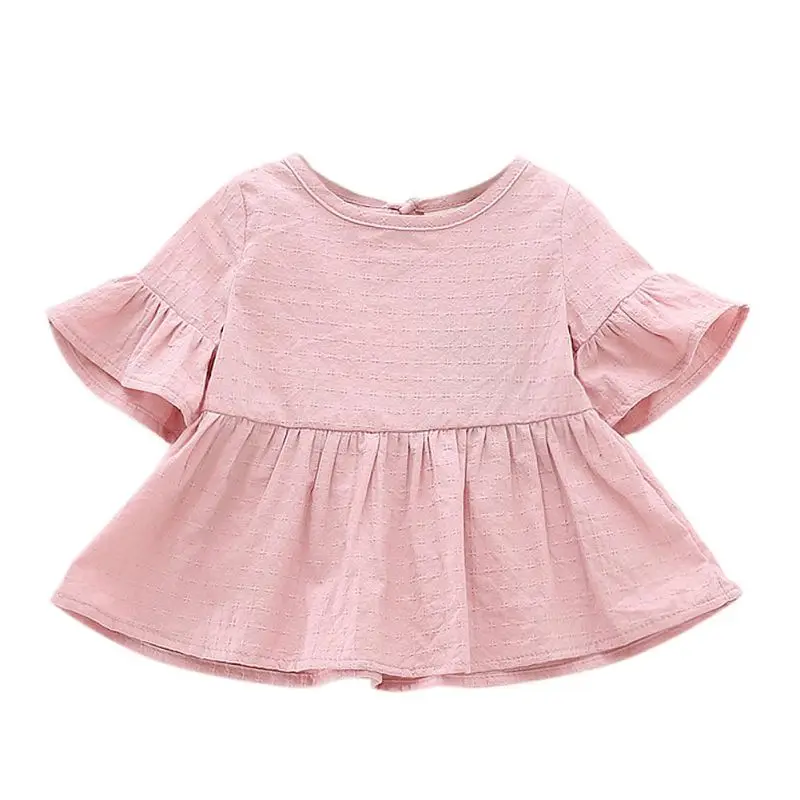 

Fashion Summer Baby Shirt Cute Cotton Short-sleeved Lotus Leaf Blouses Girls Blouse