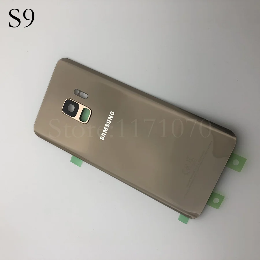 Для samsung Galaxy S9 плюс s9+ G965 SM-G965F G965FD S9 G960 SM-G960F G960FD стеклянная задняя крышка батарейного отсека двери Корпус Замена - Цвет: s9 gold