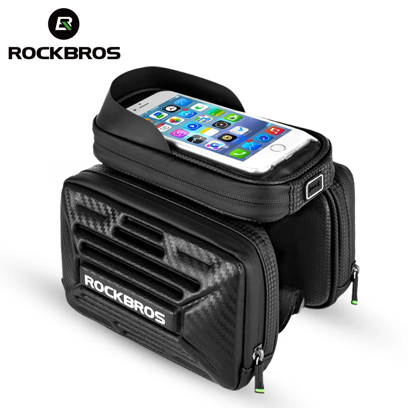 

ROCKBROS Cycling Bag Carbon Pattern Touch Screen Bicycle Phone Bag MTB Road Tube Bag Saddle Bag For 6.2inch Bike Accessories
