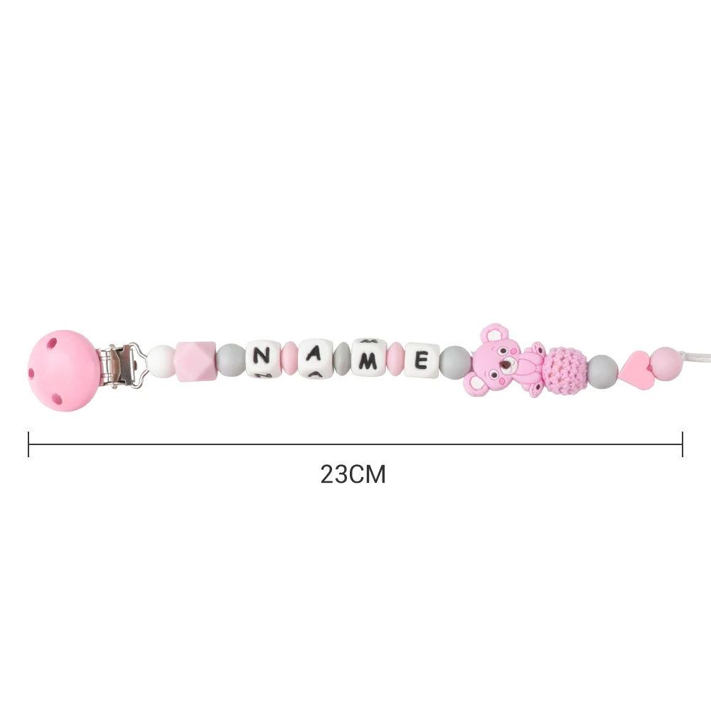 

Baby Teether Bracelet Food Grade Silicone Chews Nurse Gift Toys Koala Teething Necklace pacifier clip with name DIY BABY custom