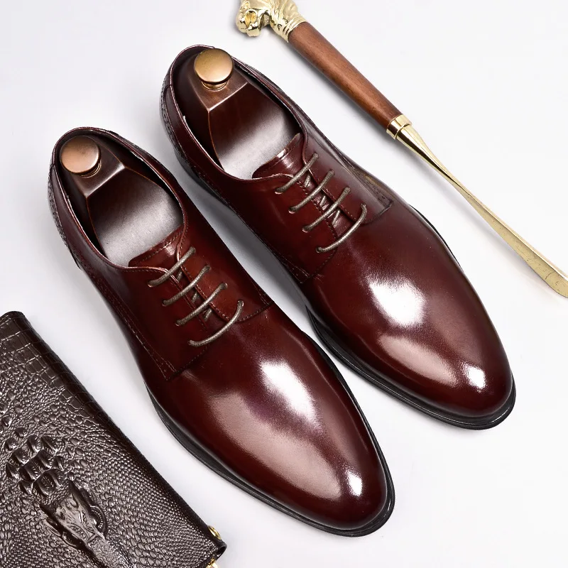 

Mens Formal Shoes Genuine Leather Oxford Shoes For Men Italian 2020 Dress Shoes Wedding Laces Leather Business Shoes 56