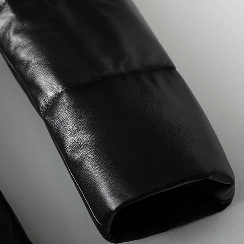 Winter Fashion 2020 Fox Fur Collar Hooded Sheepskin Leather Down Jacket Women's Long Genuine Leather Coat Thick Warm Outwear