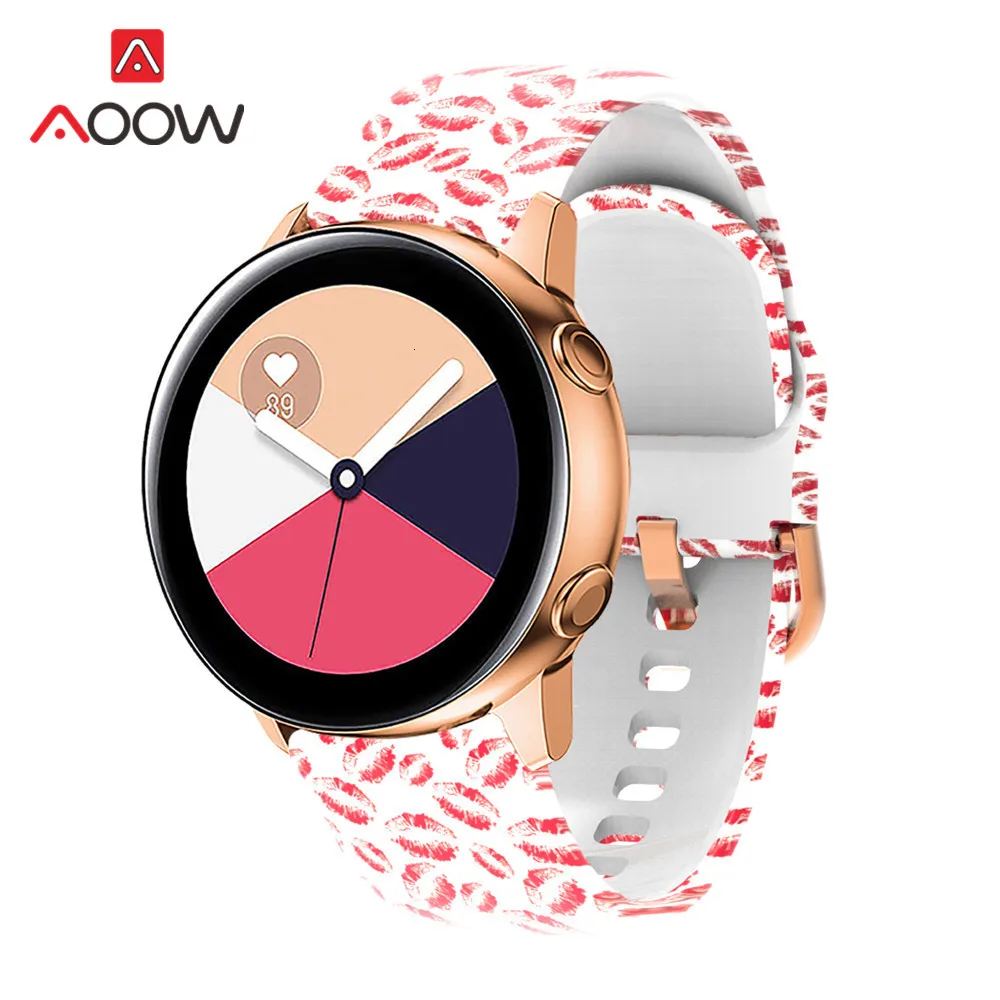 20 мм силиконовый ремешок для часов с принтом для samsung Galaxy Watch Active 42 мм gear Sport S2 Garmin Amazfit браслет ремешок Correa