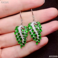 kjjeaxcmy fine jewelry 925 sterling silver inlaid natural diopside earrings classic girl new eardrop support test