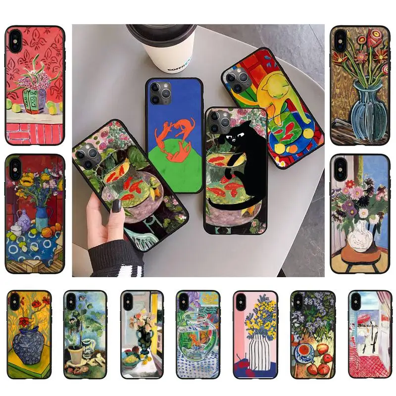 

Henri Matisse cat flowers Art Painting Knockproof Case For iPhone 11 8 7 6S Plus X XS MAX 5S se 2020 11 12pro max xr Coque