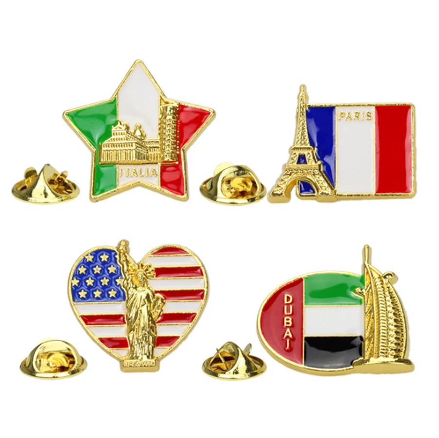 Модные милые заколки с мультяшным национальным флагом Статуя Свободы