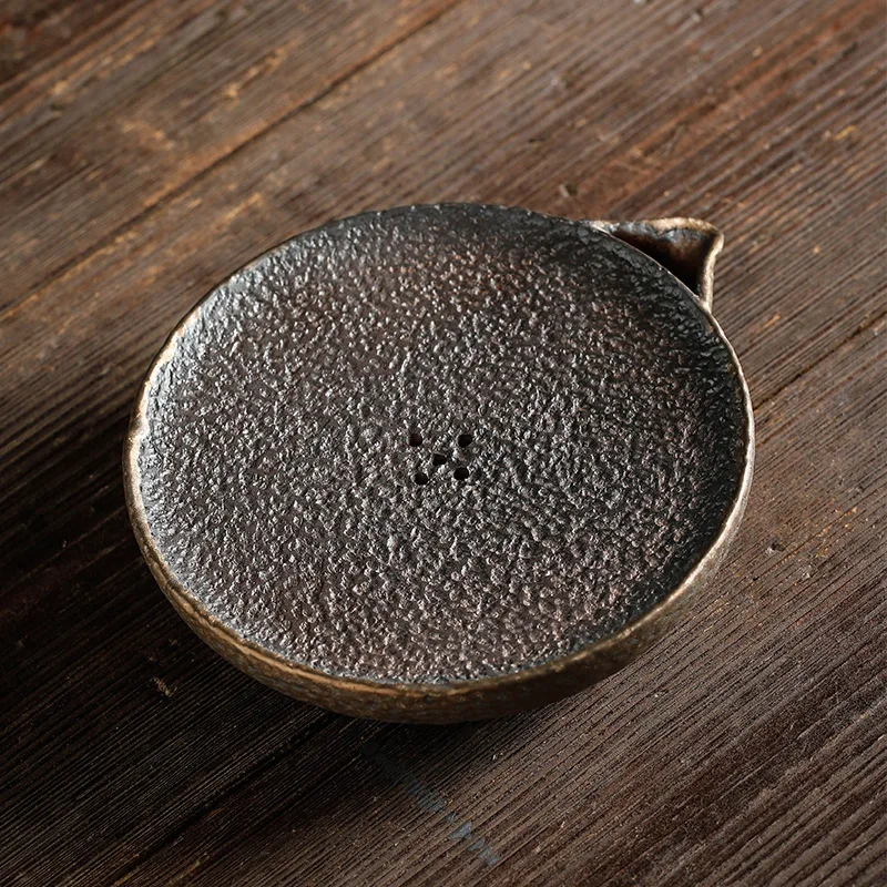 

Japanese stoneware round pot holder handmade retro storage pot holder pot mat ceramic dry bubble table kung fu tea set