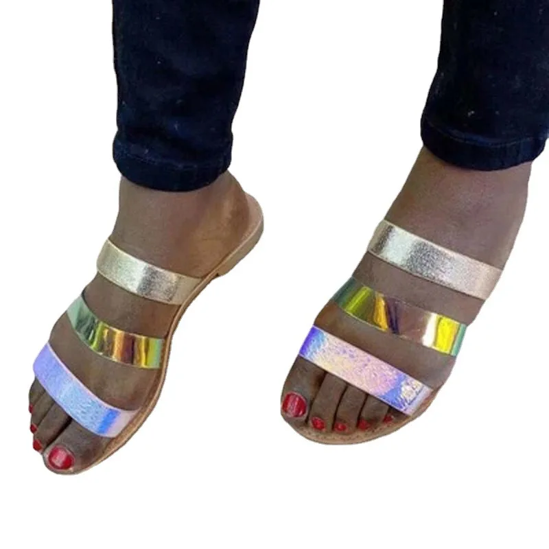 

Slippers Casual Shoes Slides Slipers Women Big Size Low Luxury 2021 Flat Hoof Heels Fabric Basic Bling Rubber Fashion PU