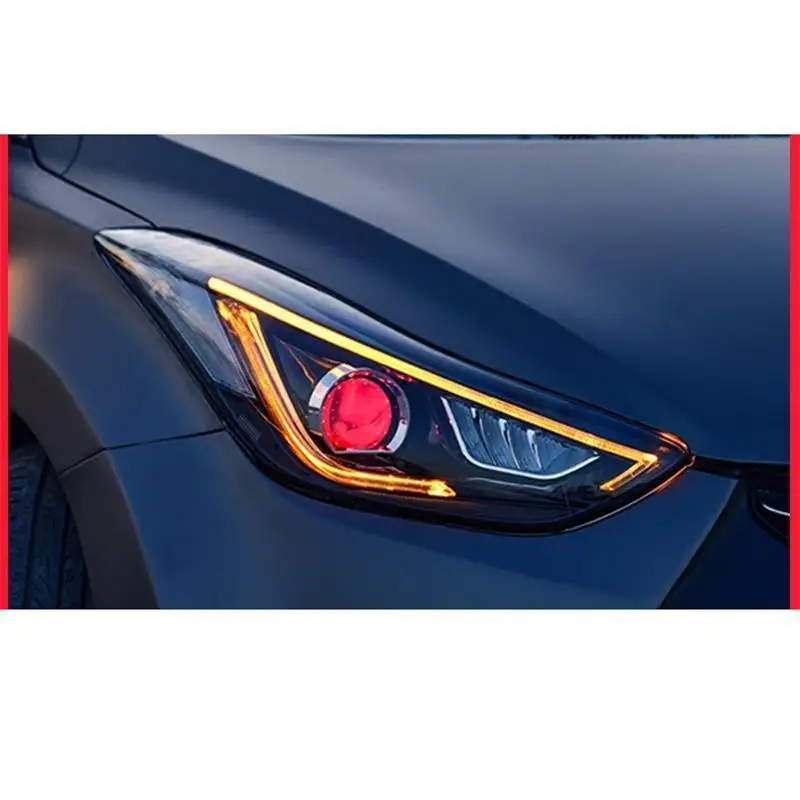 Боковой указатель поворота внешний стиль авто Drl светодиодные дневные ходовые части фары автомобильные фары в сборе для hyundai Elantra