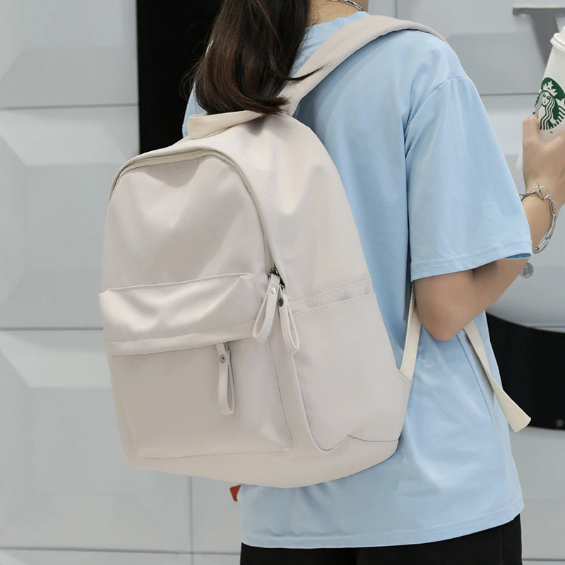 

Fashion Solid Canvas Backpack For Teenagers Women Casual Large Capacity School Bag Simple College Wind Travel Backpack Mochila