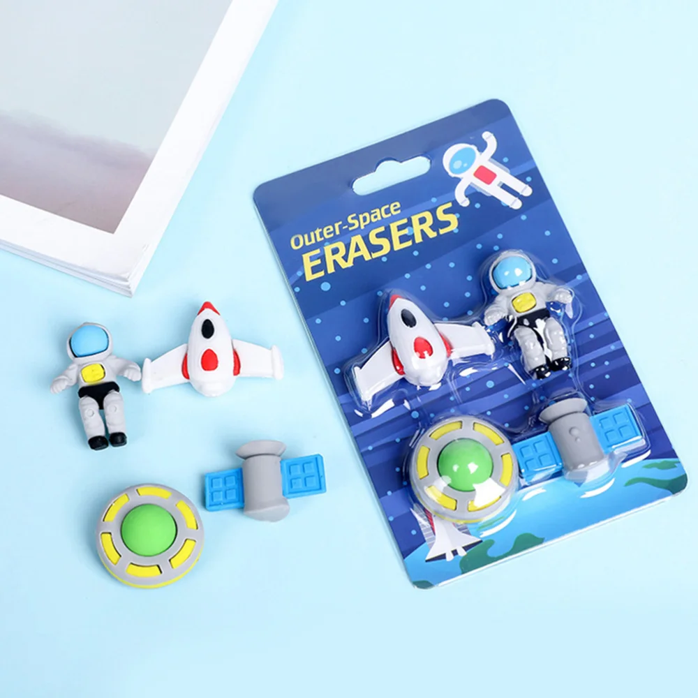 

3 Sets Creaitve TPR Eraser Alien Flying Saucer Shape Design Outer Space Theme Creative Stationery Supplies for Student Children