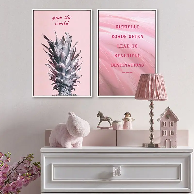 Розовый ананас любовь художественная стена с цитатой плакаты Скандинавское