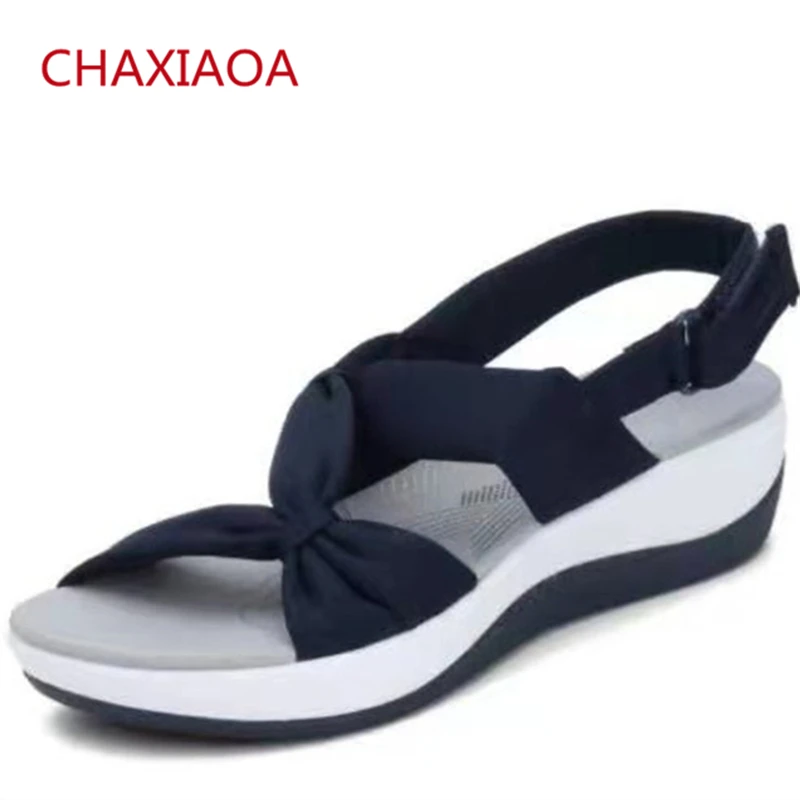 

CHAXIAOA Summer New Women Roman Sandals Bow-knot Slip On Casual Comfort Sports Shoes Ankle Strap 2021 Female Gladiator Sandals