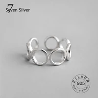 real 925 sterling silver finger rings for women round hollow out trendy fine jewelry large adjustable antique rings anillos