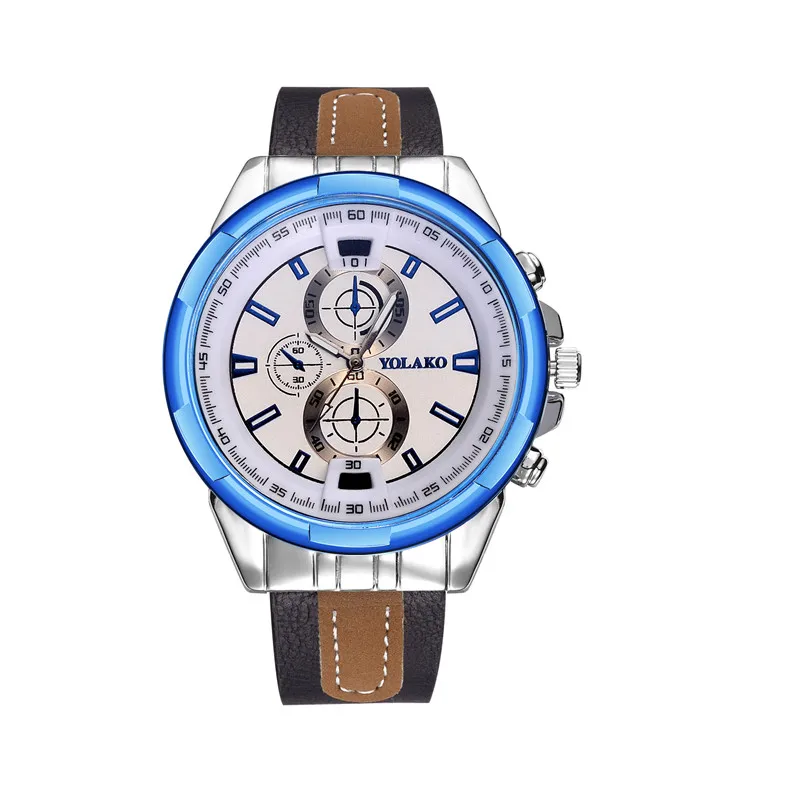 Мужские повседневные спортивные кварцевые часы люксовый бренд с кожаным