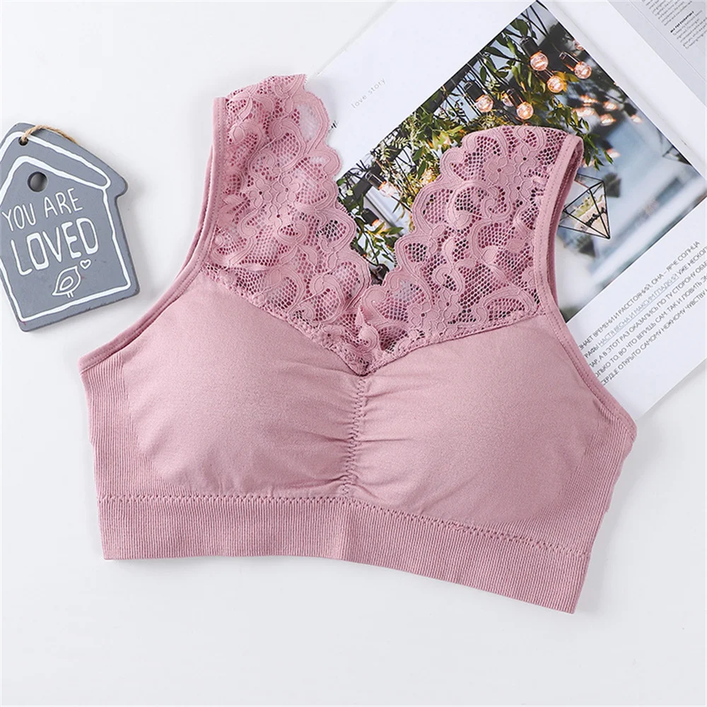 

Breathable Female Sexy Pad Bralette Lace Bras Seamless Size Plus Bra