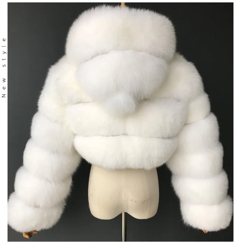 Winter Luxurious Furry Cropped Faux Fur Coats Women New 2021 Fluffy Top Coat with Hooded Warm Fur Jacket Ladies Manteau Femme