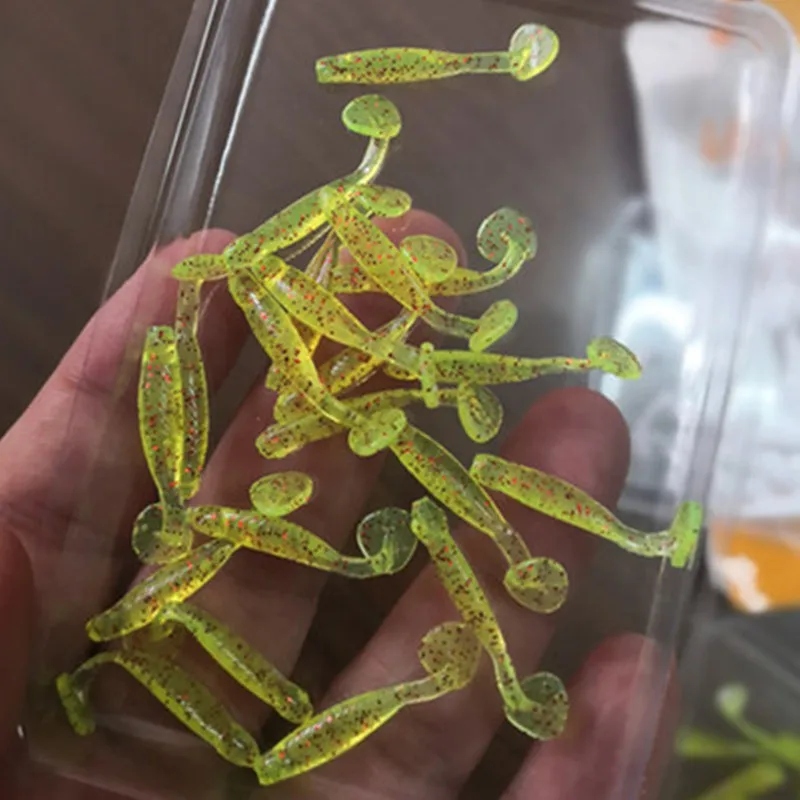 Мягкая червяк приманка для рыбалки с Т-образным хвостом 3 см 5 ПВХ микро-наживка 20