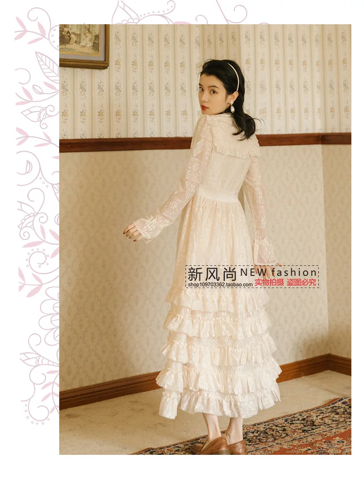 

Long Dress for Women 2021 Spring French Style Court Fairy Sweet Party Clothes Mesh Cake Bow Dresses