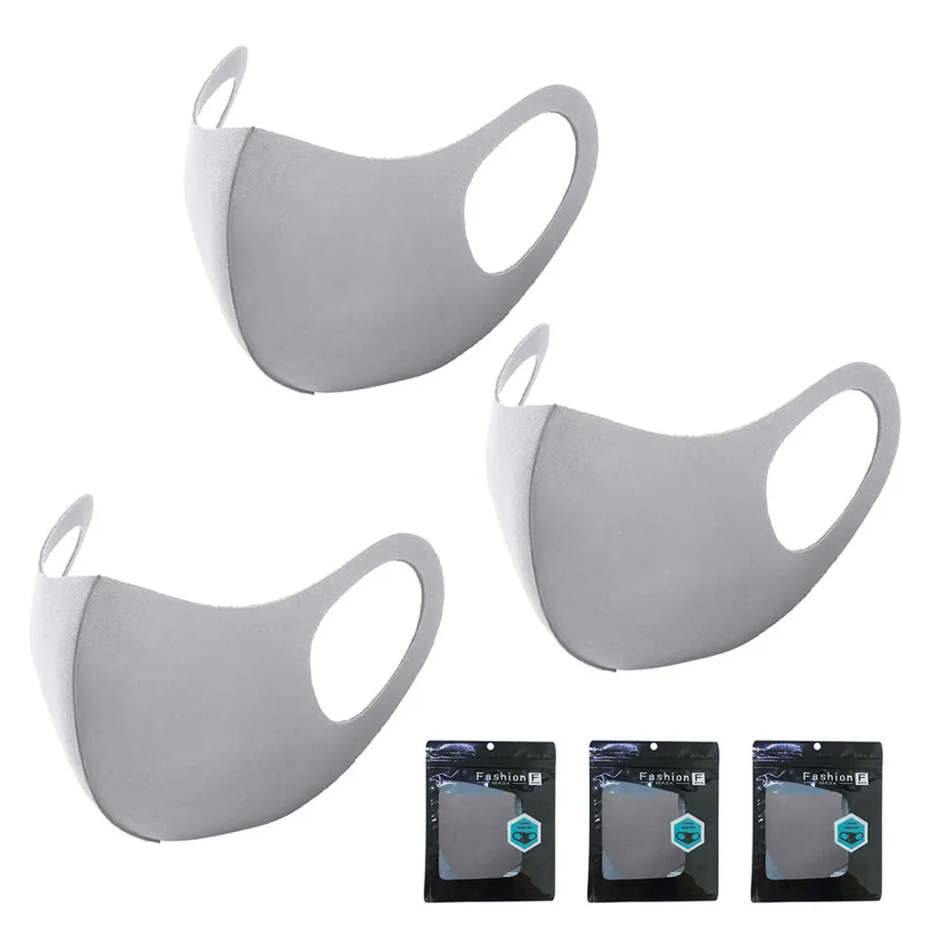 3 Layer Health Cycling Anti-Dust Cotton Mouth Face Mask Respirator Men Women 3PC black face mask Mascarillas caps washable | Безопасность