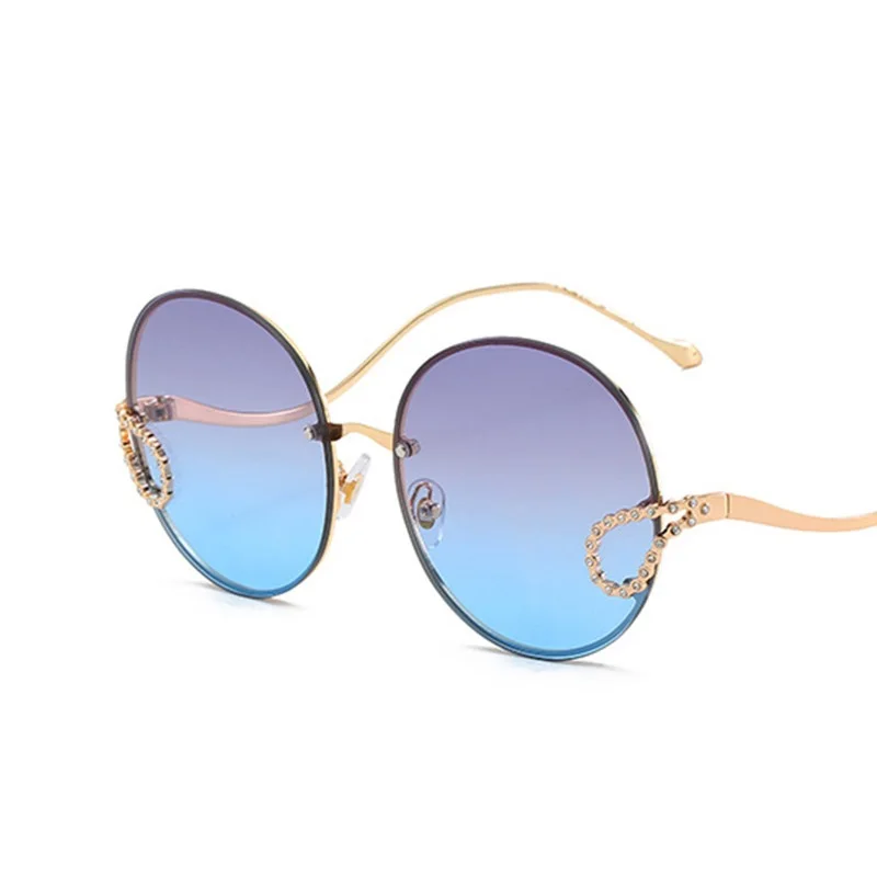Новинка 2020 солнцезащитные очки женские Роскошные стразы круглые без оправы