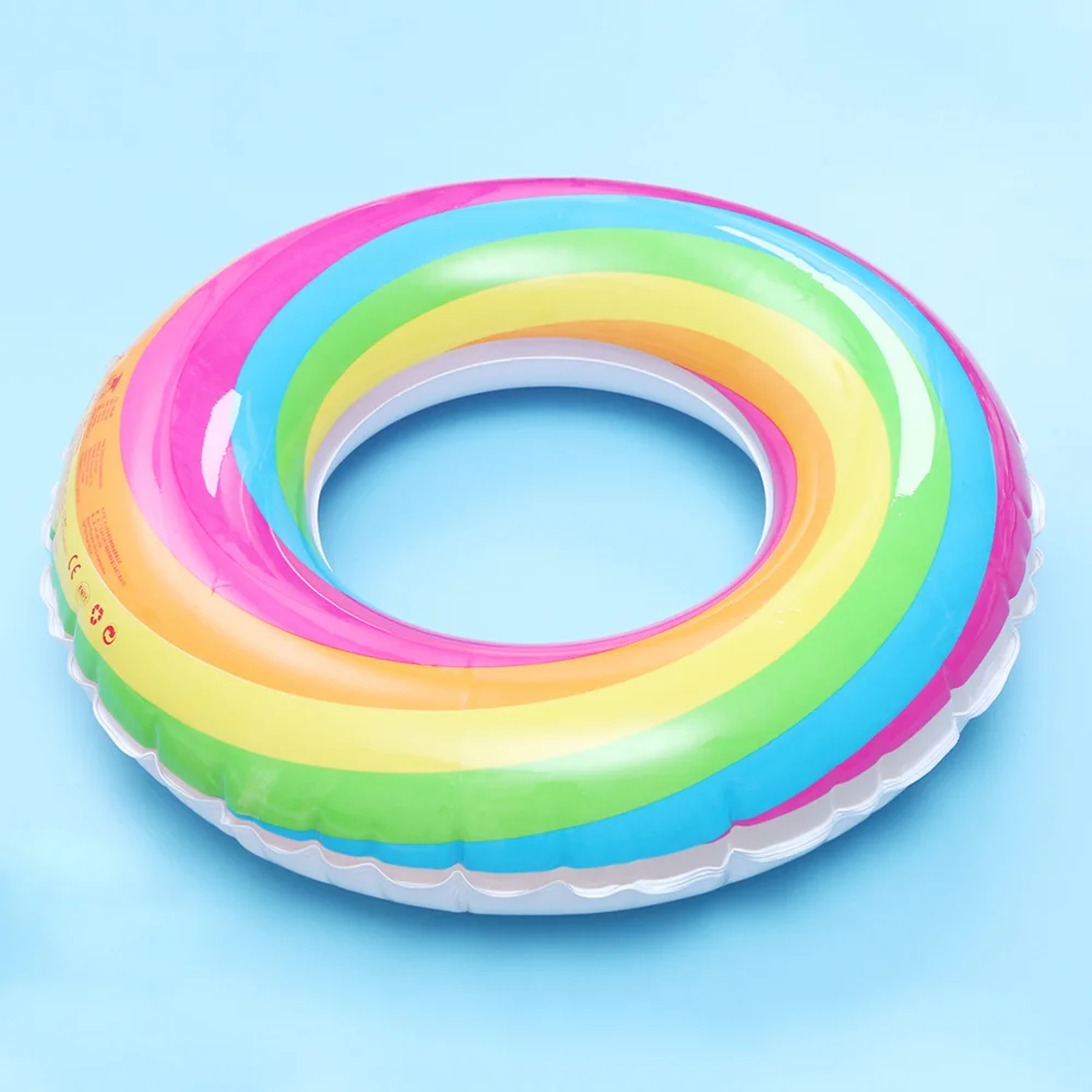 

2pcs Thicken Adults Rainbow Inflatable Swim Ring Safety Aid Float Seat Ring Sports Accessory for Adult Woman Man (80cm after Inf