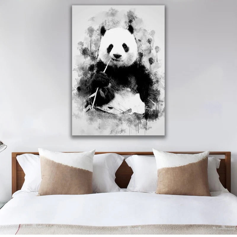 

Cute Panda Eating Bamboo Art Canvas Painting Poster Print Cuadros Wall Art for Living Room Home Decor (No Frame)