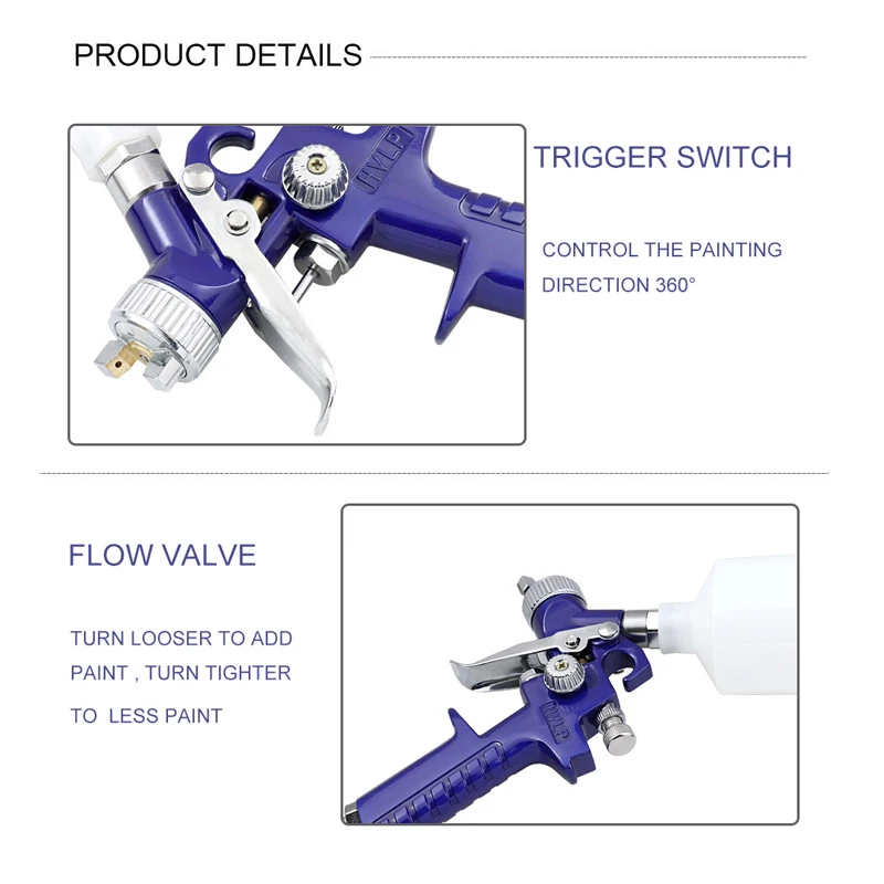 

0.8mm/1.0mm Nozzle H-2000 airbrush Professional HVLP spray gun Mini Air Paint Spray Guns air brush For Painting Car Aerograph