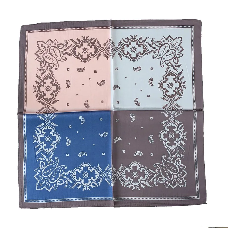 

2020 Brand Small Square Neck Scarf Women 100% Real Silk Scarves Print Neckerchief Bandana Female Foulard Office Lady Wraps