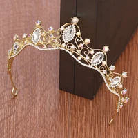 baroque crystal rhinestone crown wedding hair accessories for bridal tiara handmade gold diadem bridal crown hair ornaments