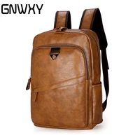 gnwxy brand mens soft leather travel backpack pu leather male business laptop bags boy big capacity school fashion book bag