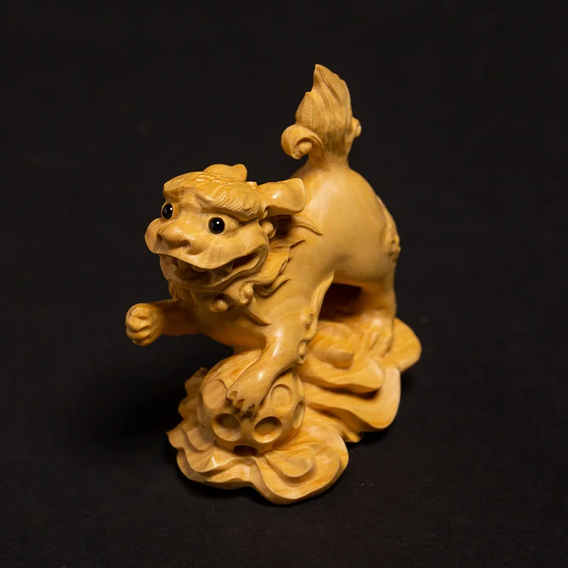 Китайская Животная скульптура Kirin животное зверь резьба по дереву креативное