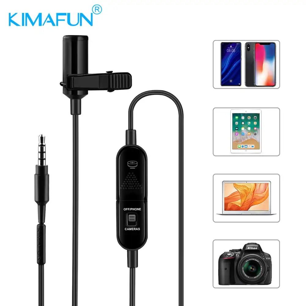 Мини микрофон KIMAFUN петличный конденсаторный с клипсой 6 м для ПК iphone Android DSLR
