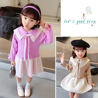 girls knitted base a line college style dress toddler girl winter clothes toddler winter baby sweater toddler fall clothes 2022
