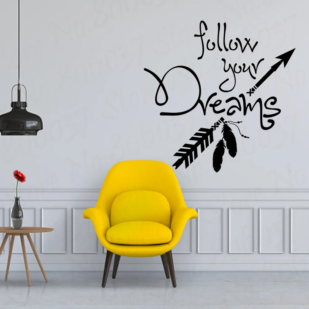 Вдохновляющие наклейки на стену Следуйте мечтам племенные съемные для спальни