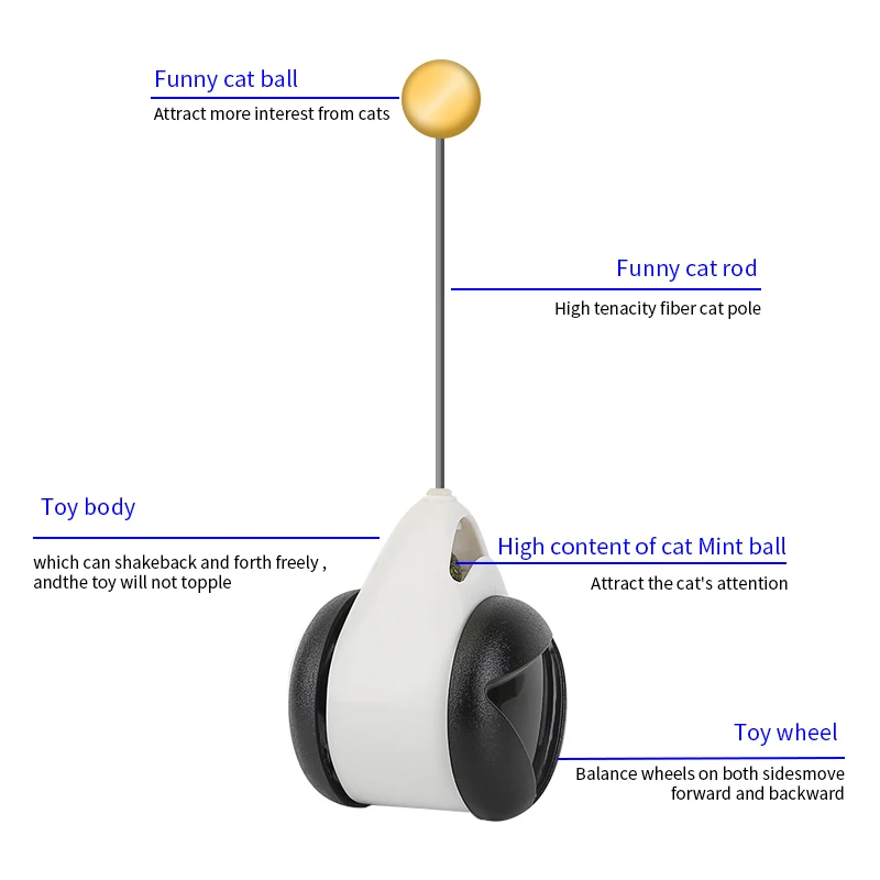 Игрушка-неваляшка для кошек с колесами автоматическая домашняя игрушка