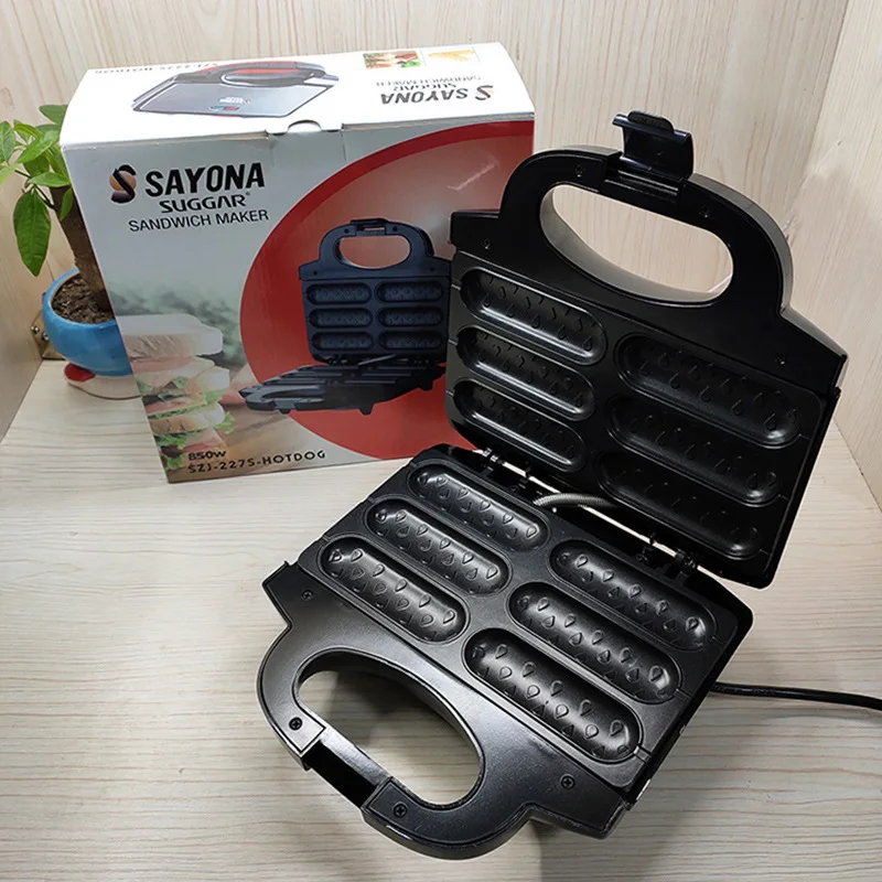 

220V Electric Sausage Machine Crispy Hot Dog Bar Maker Corn Baking Grill Home Breakfast Muffin Frying Pan Barbecue Grill