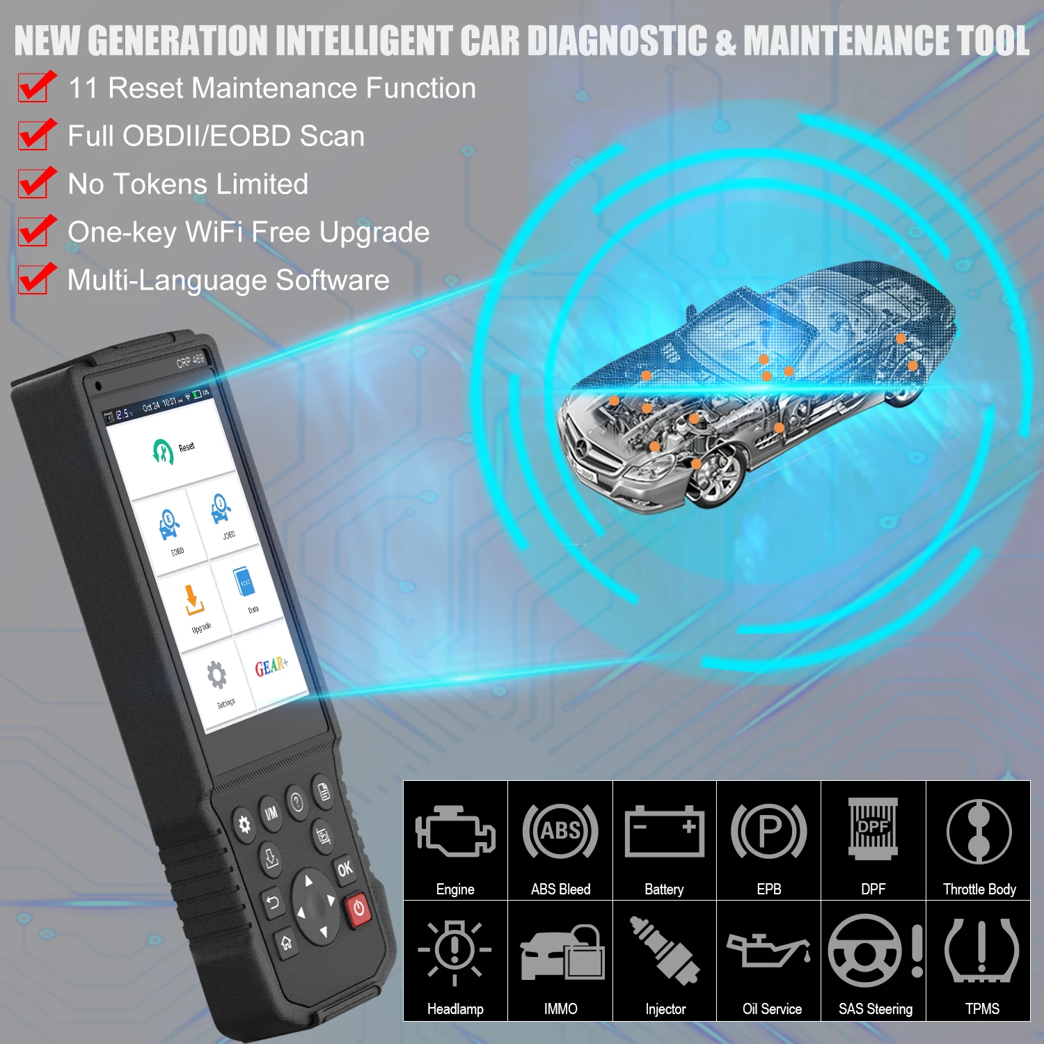 Launch X431 CRP469 OBD2 сканер автомобильный диагностический инструмент считывание чистого кода неисправности ABS EPB DPF TPMS Сброс для JOBD двигателя диагностический инструмент