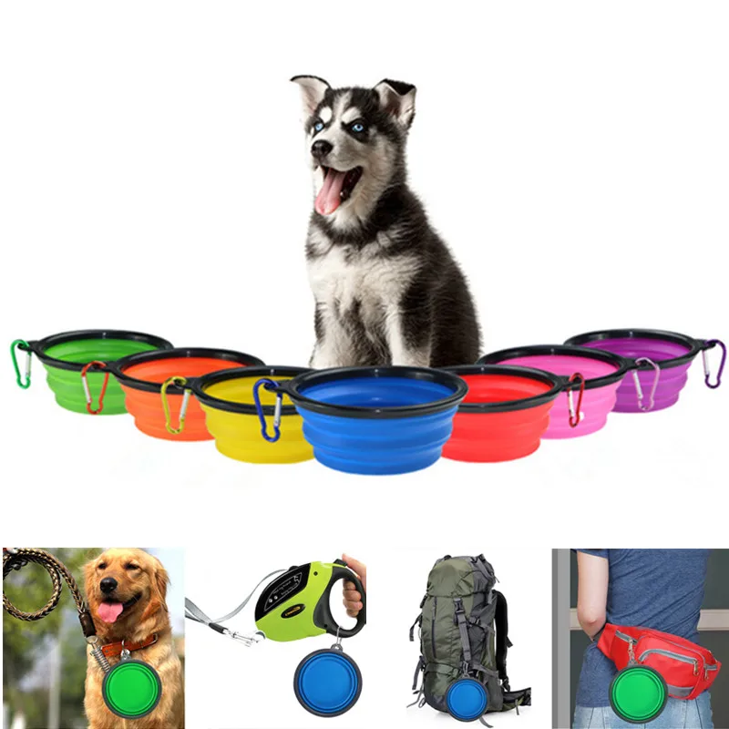 1 шт наружная посуда Складная Силиконовая миска для домашних собак подача воды