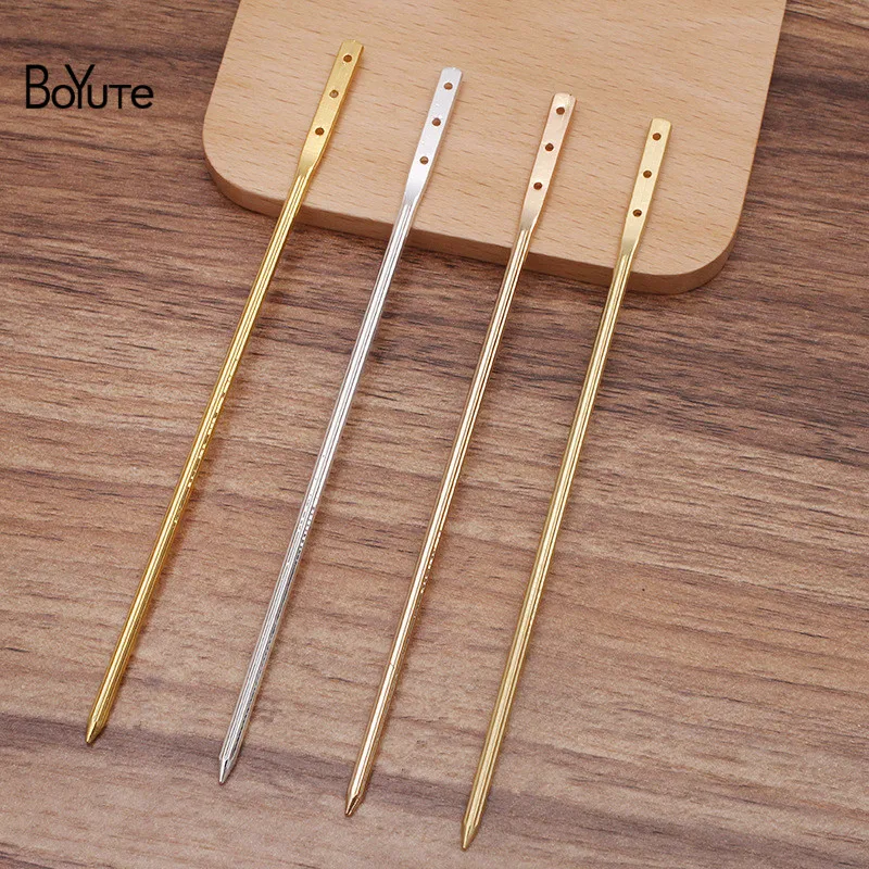 

BoYuTe (5 Pieces/Lot) 139MM Metal Brass Hair Stick with 3 Holes Handmade Diy Hair Accessories Materials