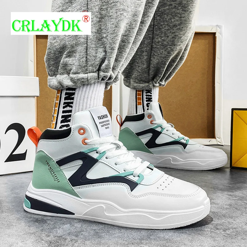 

CRLAYDK Men's Fashion High Top Leather Sneakers Breathable Sports Casual Street Running Shoes for Students Boy Outdoor Tennis