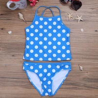 children summer swimsuit clothes set cute polka dots swimwear outfits spaghetti straps tankini tops with bottoms for kids girls