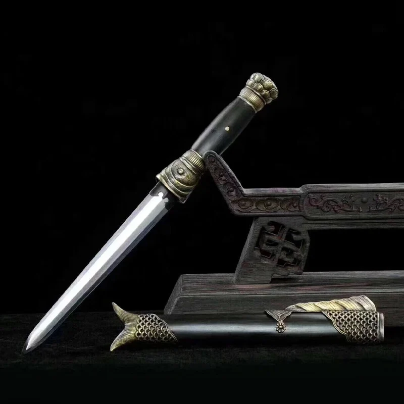 Короткий китайский меч октахедраль ручной работы медная фурнитура скрытый