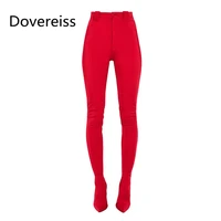 dovereiss fashion winter sexy red elegant pointed toe trousers shoes women ladies stilettos heels thigh high boots44 45 46 47 48